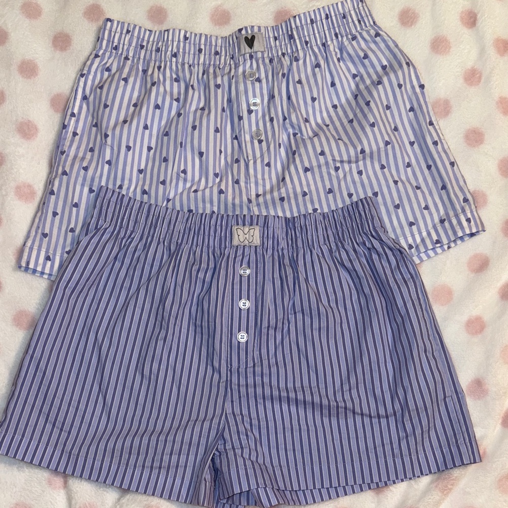 Striped and Heart Patterned Boxer Shorts